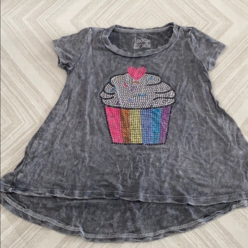 Rock Candy Girls Grey T-shirt with Sparkle Cupcake
